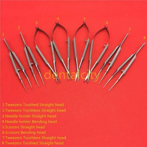 18cm Stainless steel surgical tools Stainless steel ophthalmic microsurgical instruments scissors+Needle holders +tweezers