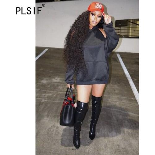 Puff Sleeve Hoodies Sexy Mini Dress Autumn Winter Short Dress Ladies Solid Color Sexy Dress Vestidos