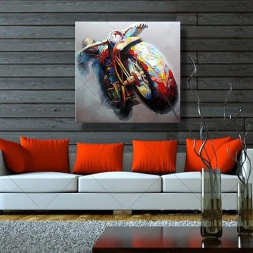 MOTORCYCLE picture Oil Painting hand painted On Canvas Home Decoration Wall for living room or bedroom