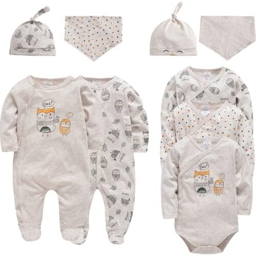 Kavkas Infant Girls Boys Jumpsuits Bodysuit Cartoon Print Cotton New Born Baby Sets Long Sleeves 0-12M Body Bebe Clothing