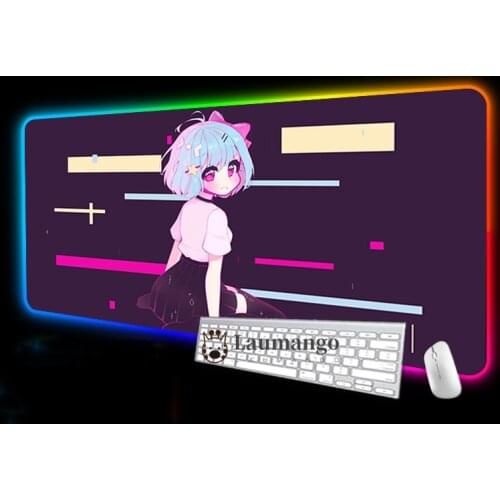 Keyboard Pad Xxl Mouse Moneko Desk Mat Led Mause Anime Gaming for Pc Computer Carpet Game 3d Large Mousepad and Laptop Mats Pink