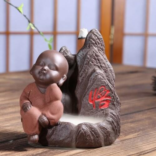 Creative household ceramics handicraft Buddha incense burner monk backflow incense burner