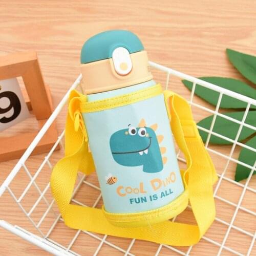 304 Stainless Steel Cute Fashion Mug For Primary School Students Childrens Portable Outing Strap Water Bottles