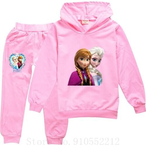 Disney Frozen Elsa Hoodies Toddler Girl Clothing Set Fashion Long Sleeve Kids T Shirt Trousers Children Kid Girl Sweatshirt Suit