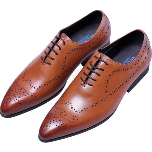 NEW Fashion Black / Brown Pointed Toe Oxfords Business Shoes Mens Dress Shoes Genuine Leather Wedding Shoes Man Work Shoes