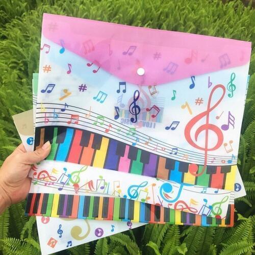 Music Theme Piano Shaping Filing Bag A4 Examination PVC File Holder Lovely Archive Student Document Buckle Bag Office Stationery