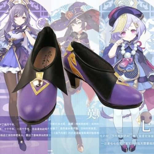 Genshin Impact Cos Keqing Cosplay Shoes Restore Comfortable High Heels Polyester Game Theme Animation Game Role Playing