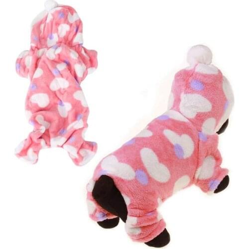 Dog Clothes Pet Dog Cat Plush Cute Clothes Nightclothes Keep Warm Hooded Design for Autumn and Winter Soft Jumpsuit Winter