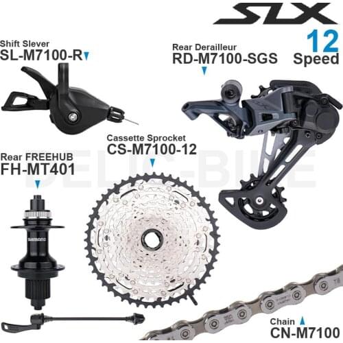 SHIMANO SLX M7100 1x12 Speed Groupset Shifter Rear Derailleur 10-45T/51T Cassette Sprocket Chain and FH-MT401 Hub Original