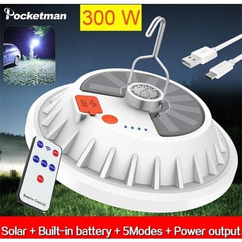 Rechargeable LED Bulb Lamp Remote Control Solar Charge Lantern Portable Emergency Night Market Light Outdoor Camping Home