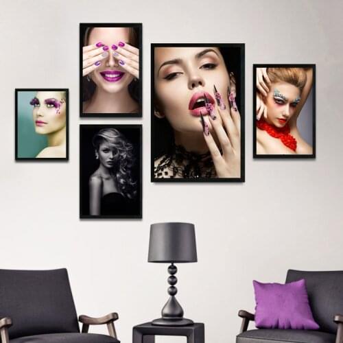 Modern fashion beauty art canvas painting poster print wall art picture beauty makeup nail shop home decoration poster