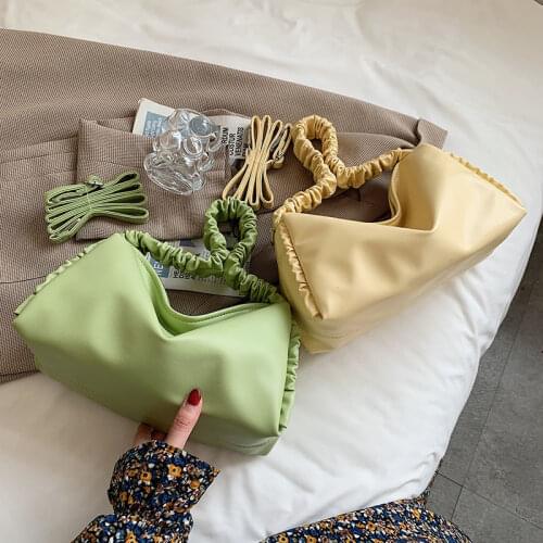 Shoulder Bag Female Crossbody Bag Women Designer Handbag Pleated Bag Backpack Fashion 2021 PU Leather All-match High Capacity