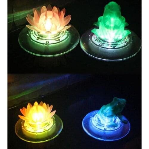 LED Solar Lotus Light Floating Colorful Lamp Waterproof Garden Pond Decor Flowers Leaf Lily Water Lantern Festival Decoration