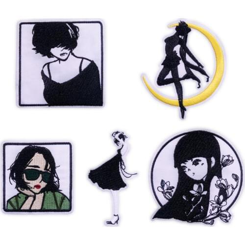 Iron on Patches for Clothing Stripes Fashion Girls Badges Stickers on Clothes Embroidered Patches for The Clothing DIY Appliques