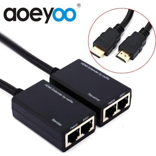 AOEYOO HDMI Extender 30m Wireless RJ45 CAT5e CAT6 UTP LAN Ethernet Balun with HDMI Cable Repeater Support HDCP For PS4