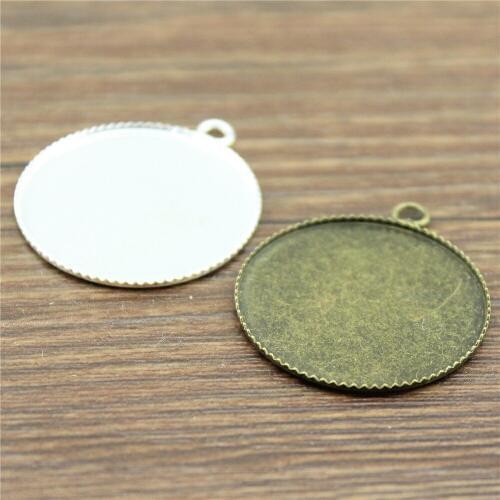 10pcs 6 Colors 20/25/30mm Sawtooth Edge Cabochon Base Setting Pendant Tray