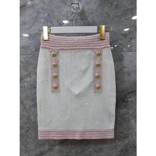 2021AW Autumn Luxury New Women Patchwork Knitted Hip Skirt 2 Color For Female Ddxgz2 9.05