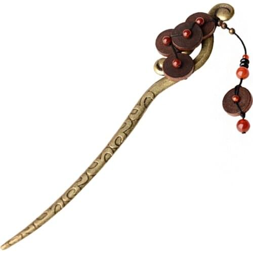 MYWINY Fashion brown wooden vintage hairjewelry,chic Ethnic hairpins, for women hairjewelry ,New style Hair Sticks,girls gift
