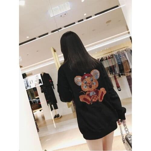 Hot sale 2021 new Loose design Women Sweatshirts New Diamond stone top quality Casual Hoodies Femme Tops