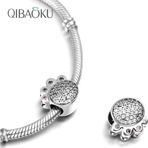 S925 Sterling Silver Beads Womens Charm Zircon Dog Claw Pendant Bracelet and Bangle 925 Sterling Silver DIY Jewelry Making