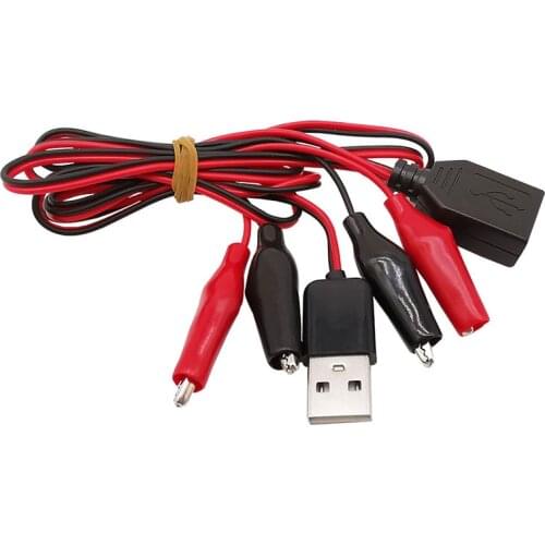 1Pcs Red Black Alligator Clips Crocodile Clamp to USB Male Female Power Supply Test Leads Adapter Wire Connector Length 50cm