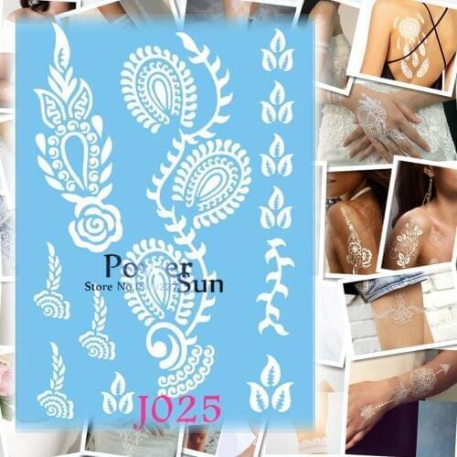 1PC Healthy White Ink Henna Tattoo Mehndi Leaf Flower Arm Leg Makeup Temporary Tattoo Paste Waterproof Women Wedding Jewel PJ025