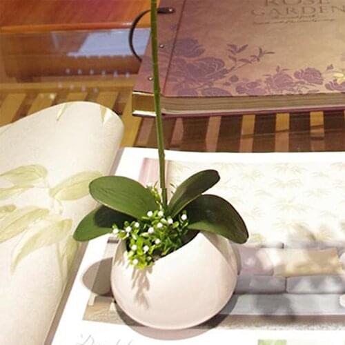1 Branch Artificial Butterfly Orchid Leaf Bush Simulation Grass Home Decoration Green