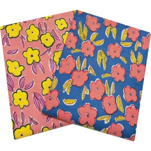 145x50cm Autumn Winter Floral Twill Cotton Sewing Fabric, Making Womens Printed Wear Shirt Childrens Clothing Dress Cloth