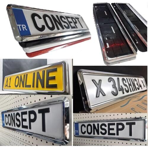 2 Set Car Chrome License Plate Frame Holder Universal For All Adjustable Rotating European German Russian 8K Auto Solid Quality