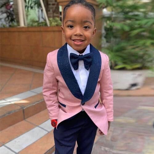 Cute Two Pieces Boys Blazers Shawl Lapel Tuxedos Ring Bearer Kid Formal Wear For Wedding With Jackets And Trousers