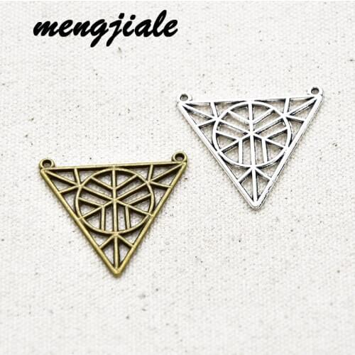 20pcs Two Color Alloy Jewelry Accessories triangle connector charms fit Glue Blank Pendant Tray Bezel 34*31mm