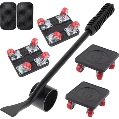5pcs Professional Furniture Transport Roller Lifter Labor-saving Heavy Stuffs Moving Wheel Bar Transport Mover Device