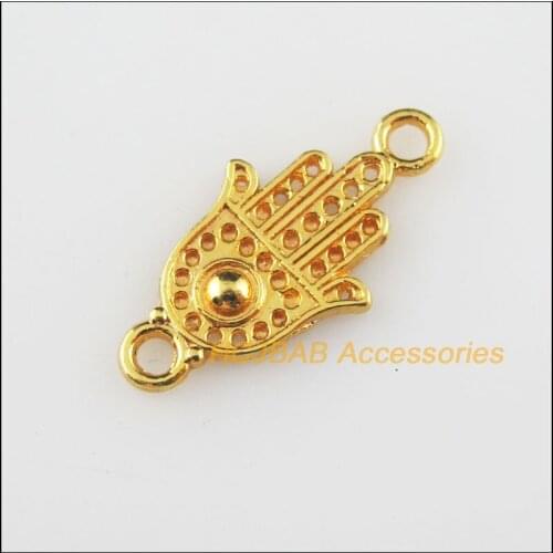 50 New Flower Hand Palm Charms Tibetan Silver Color Connectors Pendants 10.5x20.5mm