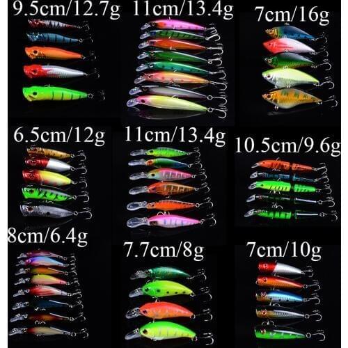51pcs Fishing Lure set Mixed 9 Model Minnow Lure Popper VIB Crankbait pesca Wobblers bass carp Fishing Tackle
