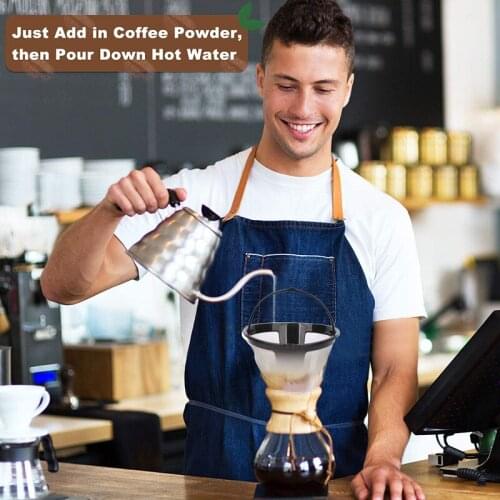 Stainless Steel Coffee Filter Strainers Reusable Coffee Dripper Handmade Coffee Accessories for Home Office THJ99