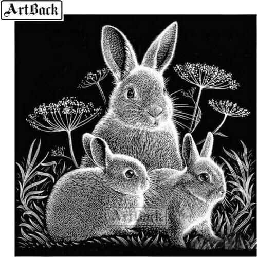 Full square drill DIY 5D diamond painting gray rabbit diamond embroidery 3d diamond mosaic home decoration DO139