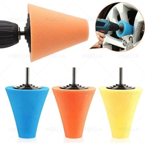 Auto Wheel Polishing Sponge Car Polishing Pad Used for Electric Drill 3inch Burnishing Ball Polishing Cone Hub Buffing Sponge