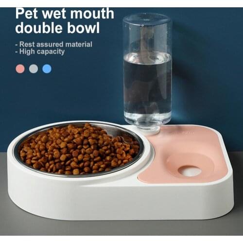 Split Design Dog Cat Puppy Drinking Bowl Automatic Feeder Dispenser Pet Supplies