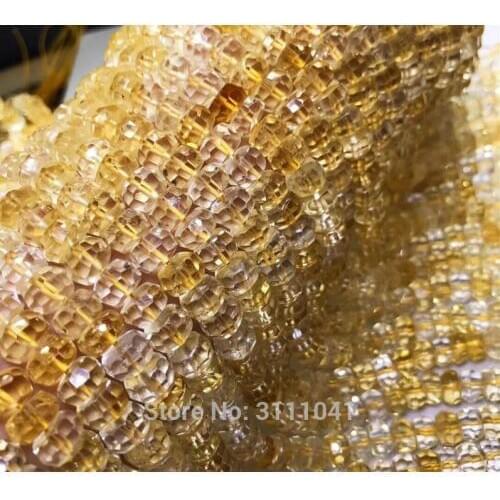 Loose beads yellow citrine roundel faceted 6*9mm 14inch for DIY jewelry making FPPJ wholesale beads nature
