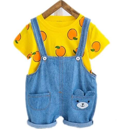 Summer Baby Boys Girls Clothes Children Cotton Cartoon Printed T Shirts Shorts 2Pcs/sets Outfit Kids Fashion Toddler Tracksuits