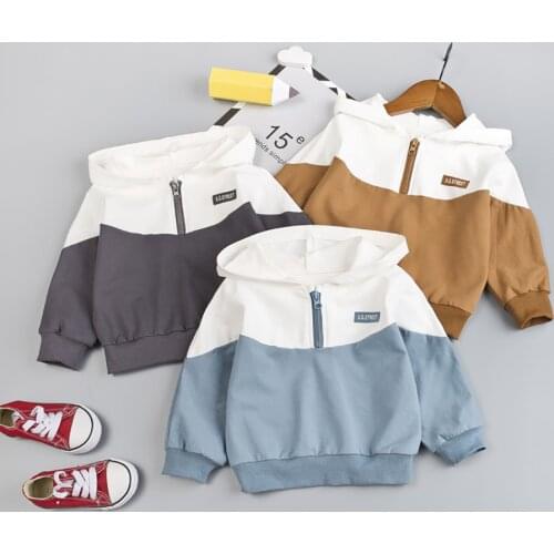 1-4 Years Baby Boys Girls Hoodies Children Autumn Solid Color Stitching Sweatshirts Toddler Kids Hoodies Pullover