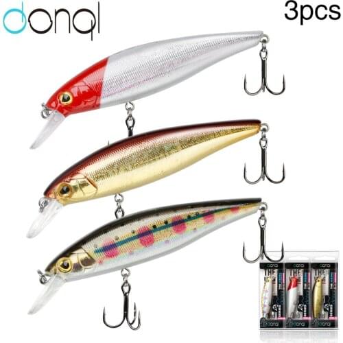 DONQL 3pcs Sinking Fishing Lures 93mm 12g Minnow Wobbler Hard Baits Artificial Bass Crankbaits Sea Jigging Fishing Tackle Lures