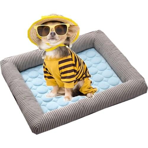 Breathable Anti-slip Spring Summer Pet Dog Bed Puppy Ice Silk Mat Cushion for Car Floor Sofa Cat Dogs Nest Kennel Mattress Pad
