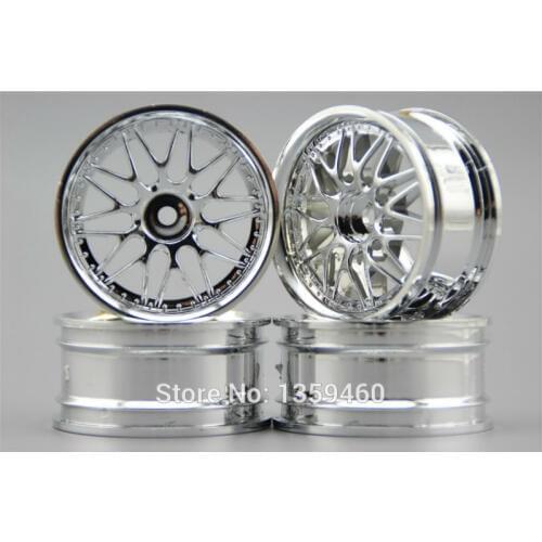 4pcs 1/10 Touring&Drift Wheel Rim F20C(Chrome) 4mm offset fits for 1:10 Touring&Drift Car 1/10 Rim 10086