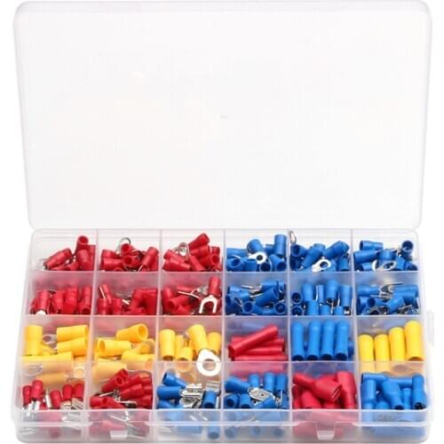 373Pcs Butt Connector Spade Ring Fork Terminals Assorted Set Insulated Electrical Wire Connectors Crimping Terminals
