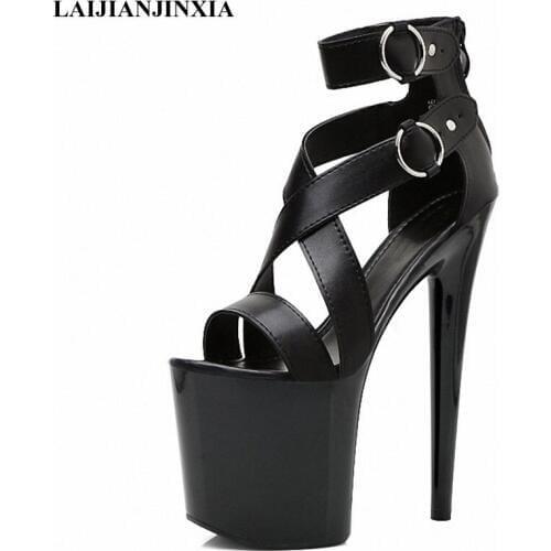 LAIJIANJINXIA New Fashion Sexy Gladiator 20CM Super High Heel Platforms Pole Dance/Performance/Star/Model Sandals Womens Shoes