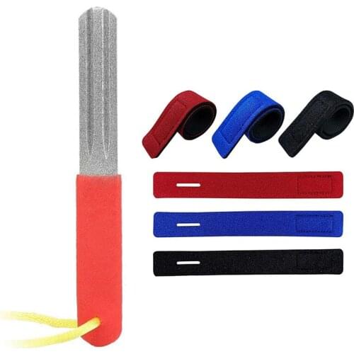 HOT 1 Pcs Fishing Hook Hone Sharpening Whetstone Double Side & 6 Pcs Fishing Rod Wrap Straps Stretchy Fishing Pole Belts