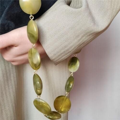 Fashion design green beads chain handle diy decoration beads handle