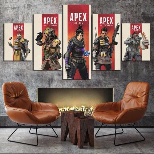 Gamer Wall Art 5 Panel Apex Legends Game Modular Canvas Posters Pictures HD Prints Paintings Home Decor Living Room Decoration