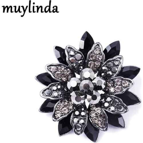Muylinda Trendy The Black Dahlia Brooches Chain For Women And Men Black Pomp Brooch Pins Flower Pins And Brooches